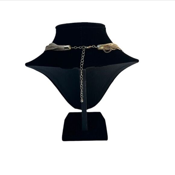 Multi Chain Gold Chocker Necklace New - Picture 4 of 5